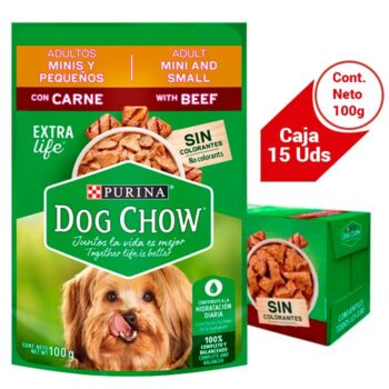SACHET DOG CHOW MINIS Y PEQUEÑOS CON CARNE 100 G
