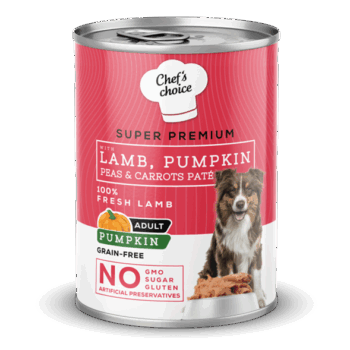 LATA  CHEF´S CHOICE PERROS GRAIN FREE CORDERO Y ZAPALLO 400 G