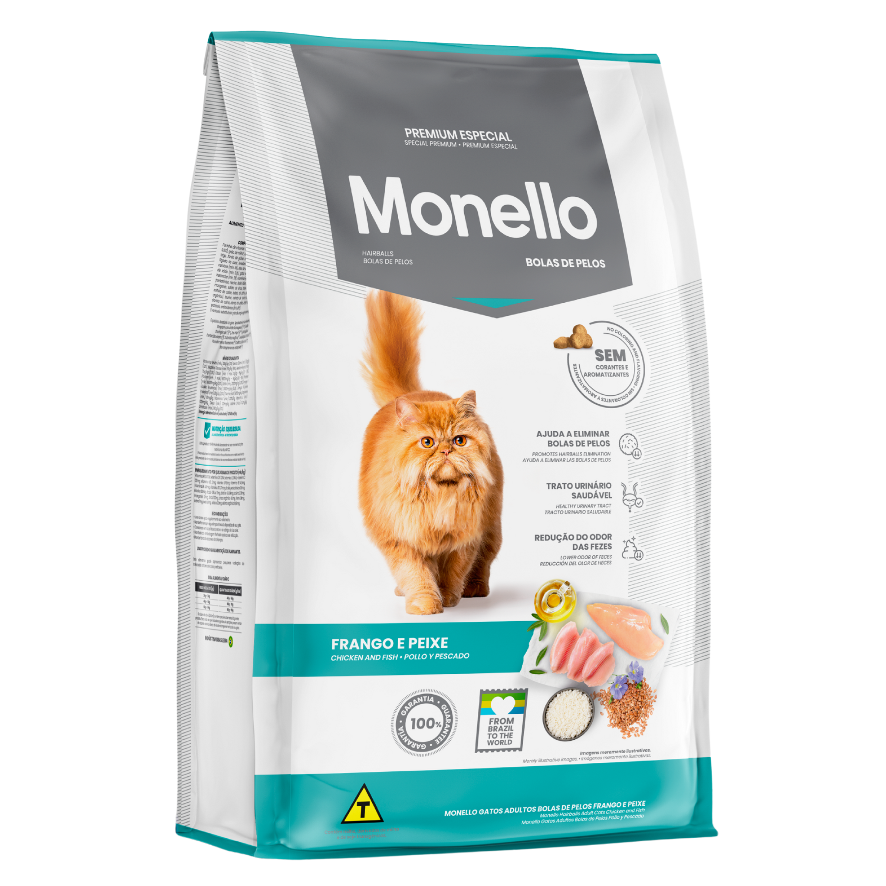 monello gatos bolas de pelos pollo pescado